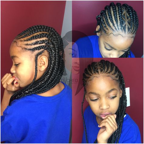 Kid’s Feed-in braids #Braids #feedinbraids #kidsbraids #kidshair #cornrows #hairstylesforkids #TouchedByJRenea  IG: Touchedbyjrenea Number 4 Braiding Hair, Kids' Braids, Feed In Braid, Protective Styles, Kids Hairstyles, Braids, Hair Cuts, Hairstyles, Hair Styles