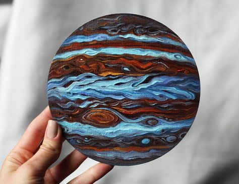 Jupiter Planet Original Art Jupiter Oil Painting Space Solar | Etsy Planet Painting Aesthetic, Round Canvas Inspiration, Planet Painting Circle Canvas, Jupiter Painting Acrylic, Planet Oil Painting, Jupiter Planet Painting, Canvas Painting Ideas For Birthday Gift, Space Oil Painting, Painting Ideas Round Canvas