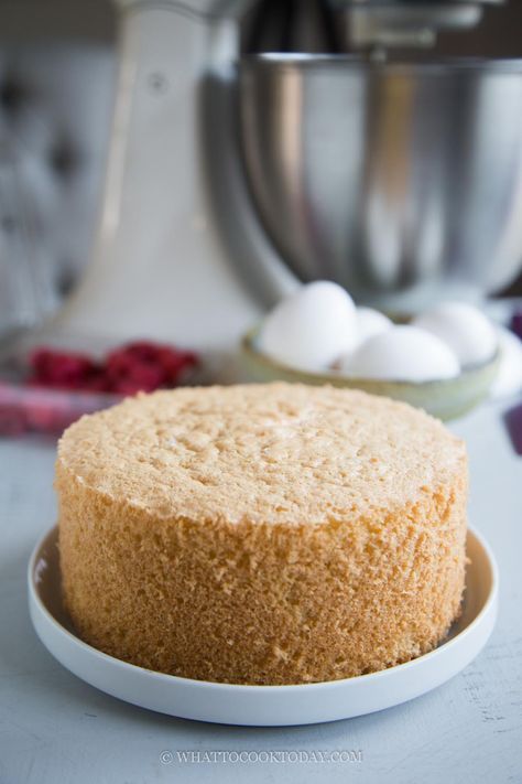 Easy Vanilla Sponge Cake (Whole Egg Method) Spong Cakes Recipe, Egg Sponge Cake, Sponge Cake Recipe Best, Genoise Sponge Cake, Basic Sponge Cake Recipe, Basic Sponge Cake, Easy Sponge Cake Recipe, Italian Sponge Cake, Genoise Sponge