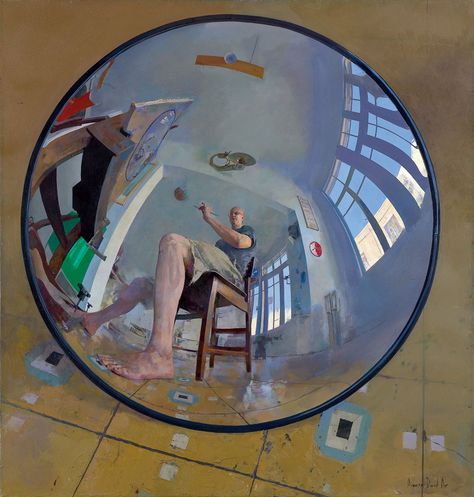 Amnon David Ar Amnon David, Reflection Drawing, Distortion Art, Reflection Painting, Reflection Art, Digital Museum, Perspective Art, Mirror Reflection, Convex Mirror