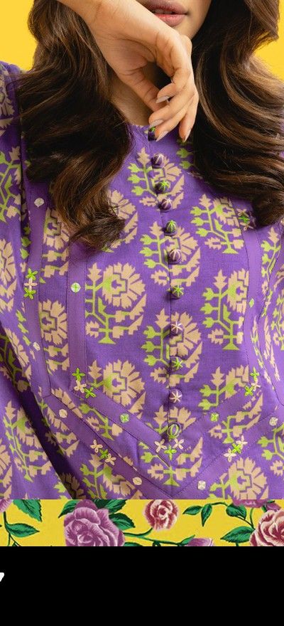 Shirt Gala Design Pakistani, Shirt Gala Design, Suit Gala Design, Suit Neck Design, Eastern Clothes, Morning Assembly, Suit Neck, Simple Dress Casual, Purple Suit