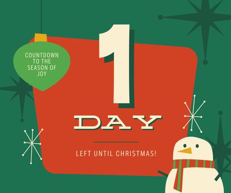 1 day left until Christmas! Have a safe Christmas Eve! 1 Day To Go Countdown, Secret Compartment Furniture, 1 Day Left, Countdown Christmas, Birthday Activities, Secret Compartment, Christmas Gift Baskets, Christmas Countdown, 1 Day