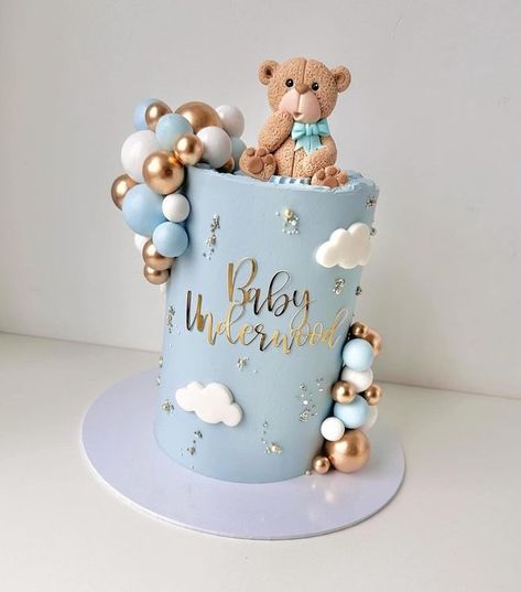 Just Smile Birthday Cake For 1 Year Boy, Teddy Bear Baby Shower Cupcakes, Baby Shower Cakes Boy, Teddy Bear Cake Ideas, Baby Shower Cake For Boy, Boy Baby Shower Cakes, Baby Boy Shower Cakes, Baby Boy Baby Shower Cake, Baby Shower Cake Boy