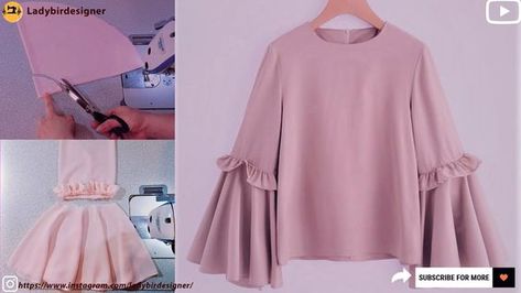 🌺 How to Cut and Stitch A Firll Circle Sleeve That You Should Not Miss ✅️Lesson for beginners Learn Amazing Sewing Tutorials Easily With ladybirdesigner. Circle Sleeve, Circle Top, Shirt Tutorial, Lantern Sleeve Top, Two Step, Top Diy, Fashion Sewing Tutorials, Sewing Diy, Butterfly Sleeves