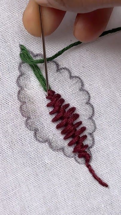 How To Embroider By Hand, Crewel Embroidery Patterns, Basic Hand Embroidery Stitches, Simple Hand Embroidery Patterns, Embroidery Leaf, Ribbon Embroidery Tutorial, Embroidery Lessons, Diy Embroidery Designs, Hand Embroidery Videos