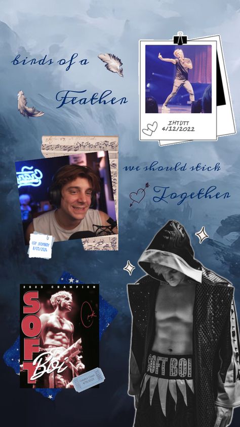 lil ethan wallpaper i made for myself! ft a billie eilish quote, my pic from IHTDTT, him in the subathon when we talked on cgp jeopardy, and creator clash!! Billie Eilish Quote, Ethan Nestor, Bird Feathers, Billie Eilish, Phone Wallpaper, Birds, The Creator