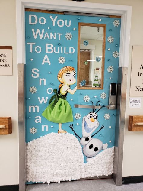 We decorated it for our hospital's unit "door contest".  But I could see it being a great door idea for an elementary school! Winter Wonderland Door Decorations For School Decorating Ideas, Nutcracker Christmas Door Decorating Contest, Disney Holiday Classroom Door, Winterwonderland Door Decorations, Christmas Classroom Door With Window, Decorated Doors For School, Christmas Toddler Door Ideas, Frozen Door Decorations For School, Door Ideas For Classroom Christmas