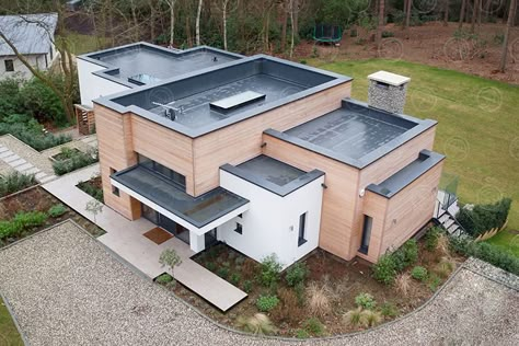 Home Roof Design, Flat Roof Construction, Flat Roof Systems, Flat Roof House Designs, Flat Roof Design, Flat Roof Extension, Roof Cladding, Flat Roof House, House Roof Design