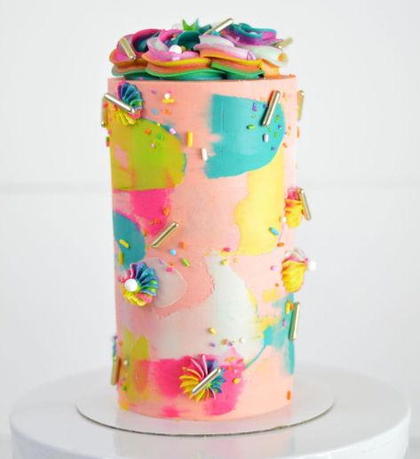 Bright Birthday Cakes, Rainbow Baking, Bright Cakes, Fiesta Cake, Colorful Cake, Watercolor Cake, Happy Sunday Everyone, Colorful Cakes, Cake Decorating Techniques