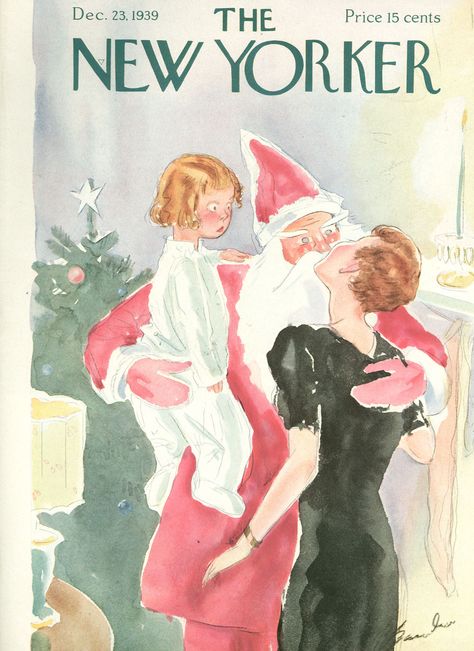 1939_12_23_Barlow Old Posters, The New Yorker Magazine, New Yorker Magazine, New Yorker Covers, Christmas Cover, Mrs Claus, Christmas Past, Vintage Christmas Cards, Christmas Illustration