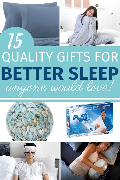 These gift ideas for better sleep are great for recipients of any age or stage in life. Truth is, we could all use a better night of sleep. #sleepbetter Sleep Basket Gift Ideas, Sleep Gift Basket Ideas, Sleep Gadgets, Goft Ideas, Not Enough Sleep, Sleep Lover, When You Cant Sleep, Sleep Products, Sleep Gifts