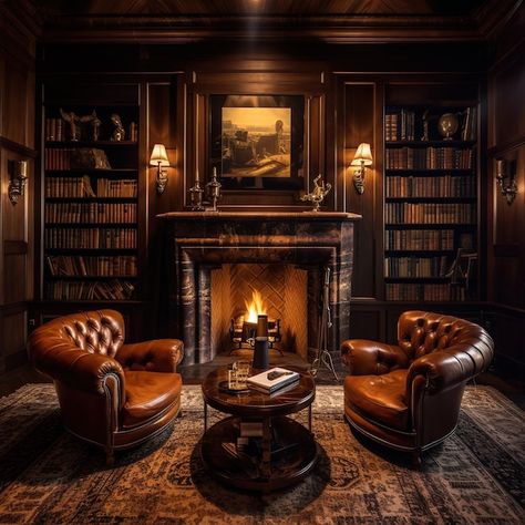 Whisky Lounge, Gentlemens Room, Chesterfield Lounge, Zigarren Lounges, Lounge Aesthetic, Bar Lounge Design, Speakeasy Decor, Game Room Ideas, Fireplace Sitting Area