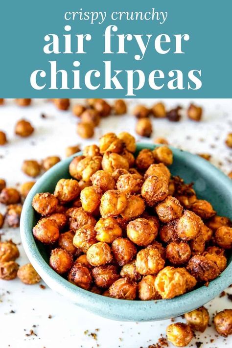 Crispy Air Fryer Chickpeas, Air Fryer Chickpeas, Air Fryer Recipes Snacks, Chickpeas Recipe, Vegan Snack, Crispy Chickpeas, Air Fryer Dinner Recipes, Chickpea Recipes, Air Fryer Recipes Easy