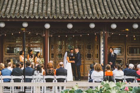 Downtown Portland ceremony | Lan Su Chinese Garden Wedding Chinese Garden Wedding, Chinese Wedding Floral, Japan Wedding Venue Japanese Gardens, Siheyuan Chinese Courtyard, Chinese Wedding Decor Tea Ceremony, Portland Chinese Garden, Garden Wedding Photos, Downtown Portland, Sparkler Exit