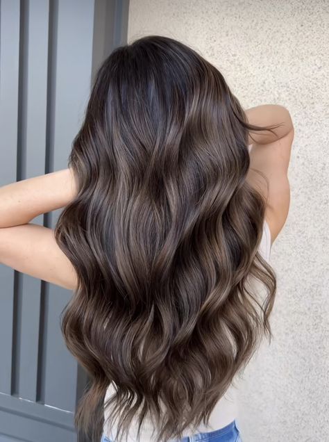 Hazel Hair Color Brunettes, Hazelnut Brown Highlights, Mocha Swirl Brunette, Cold Hair Color, Ash Beige Hair, Cold Hair, Balayage Ideas, Hazel Hair Color, Beige Hair