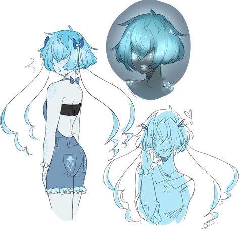 Jellyfish Oc, Jellyfish Hair, Jellyfish Drawing, Drawing Examples, Art Tutorials Drawing, I Forgot, Fantasy Character Design, Magical Girl, Pretty Art