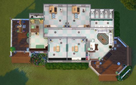 Vet Clinic Layout Sims 4, Vet Clinic Design Sims 4, Sims Vet Clinic Ideas, Sims 4 Vet Clinic Floor Plan, Sims 4 Vet Clinic, Doodling Journal, Sims 4 House Building, Vet Clinic, Sims 4 House Design