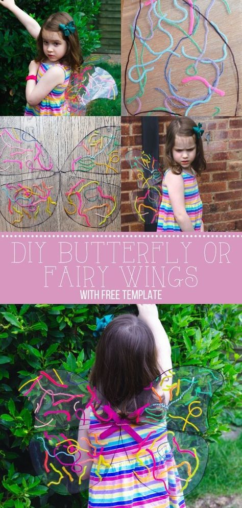 Easy DIY Fairy or Butterfly Wings Costume - Someone's Mum Wearable Wings, Wings Diy, Bicycle Crafts, Butterfly Wings Costume, Diy Wings, Easy Diy Halloween Decorations, Rainy Day Crafts, Diy Butterfly, Fairy Crafts