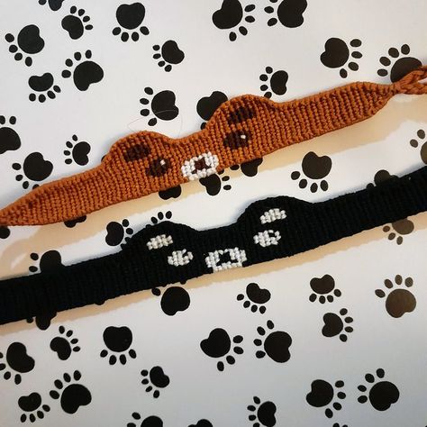 Bracelet Patterns Animals, Animal Bracelet Patterns, Panda Friendship Bracelet Pattern, Cow Alpha Bracelet, Cat Alpha Pattern Bracelet, Shaped Alpha Bracelet, Dog Alpha Bracelet Pattern, Ideas Pulseras, Alpha Bracelet