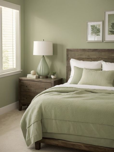 Sage Green Accent Wall, Green Accent Wall, Green Bedroom Walls, Beautiful Bedroom Colors, Green Bedroom Decor, Green Accent Walls, Sage Green Bedroom, Spring Bedroom, Bedroom Wall Designs