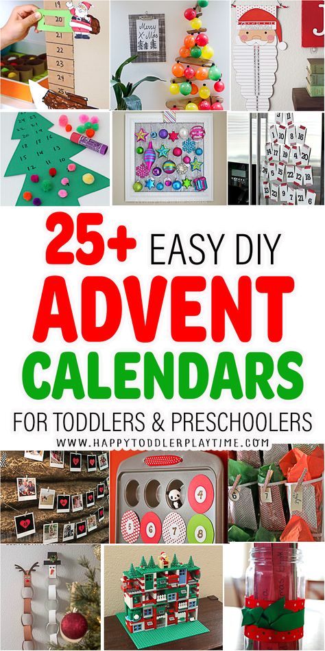 25 Easy & Creative Advent Calendars for Kids - HAPPY TODDLER PLAYTIME Advent Calendar For Toddlers, Cool Advent Calendars, Homemade Advent Calendars, Christmas Tree Advent Calendar, Christmas Advent Calendar Diy, Printable Advent Calendar, Advent For Kids, Calendar Craft, Advent Calendars For Kids