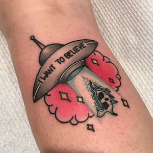 Blink 182 Tattoo, Believe Tattoos, Ufo Tattoo, Tattoo On Arm, Cow Tattoo, I Want To Believe, Strength Tattoo, Alien Tattoo, Pokemon Tattoo