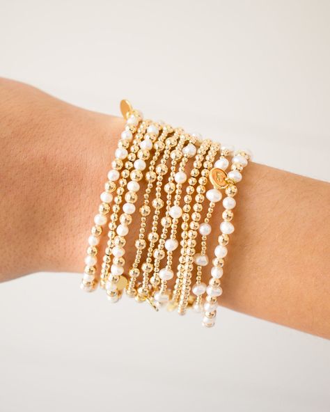 Stacked By MAC Gold Filled Bracelet - 2MM – MAC Collection Women’s Beaded Bracelets, Cute Gold Bracelet, Everyday Gold Bracelet Stack, Good Bracelet Stack, Beaded Gold Bracelet, E Newton Bracelets Stack, Newton Bracelets, E Newton Bracelet Stack, Enewton Stack