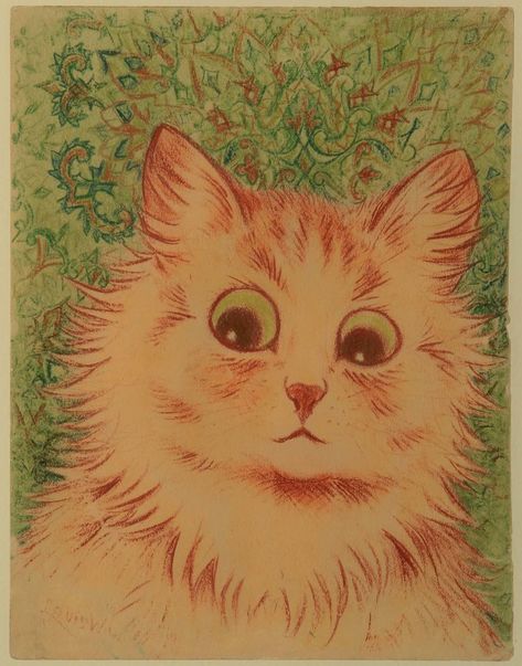 Louis Wain Cats, Louis Wain, Therapy Animals, English Artists, Wow Art, Cats Illustration, Cat Painting, Cat Drawing, Background Patterns