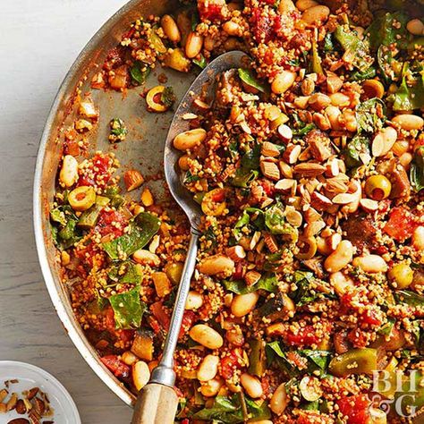 Spanish Couscous, Couscous Skillet, Couscous Chicken, Meatless Lasagna, Vegetarian Grilling Recipes, Vegetable Skillet, Couscous Recipes, Sweet Peppers, Spinach Stuffed Mushrooms