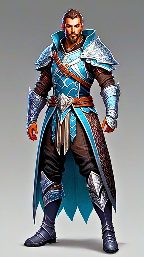 #fantasy #fantasyart #characterdesign Water Armor, Wallpaper Fantasy Art, Mage Robes, Blue Armor, Magic Steampunk, Armour Fantasy, Rpg Character Art, Human Character Art, Dnd Party