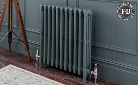 Farrow Bal, Victorian Radiators, Painted Radiator, Cast Iron Radiator, Iron Radiator, Duck Green, Hague Blue, Bad Accessoires, Cast Iron Radiators