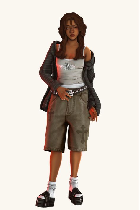 Sims4 Tomboy Cc, Grunge Clothes Cc Sims 4, Masc Clothes Sims 4 Cc, Sims 4 T Shirts Cc, Sims 4 Tomboy Hair, Sims 4 Baggy Shorts, Sims Baggy Jeans, Maddy Perez Sims 4, Grunge Outfits Sims 4 Cc