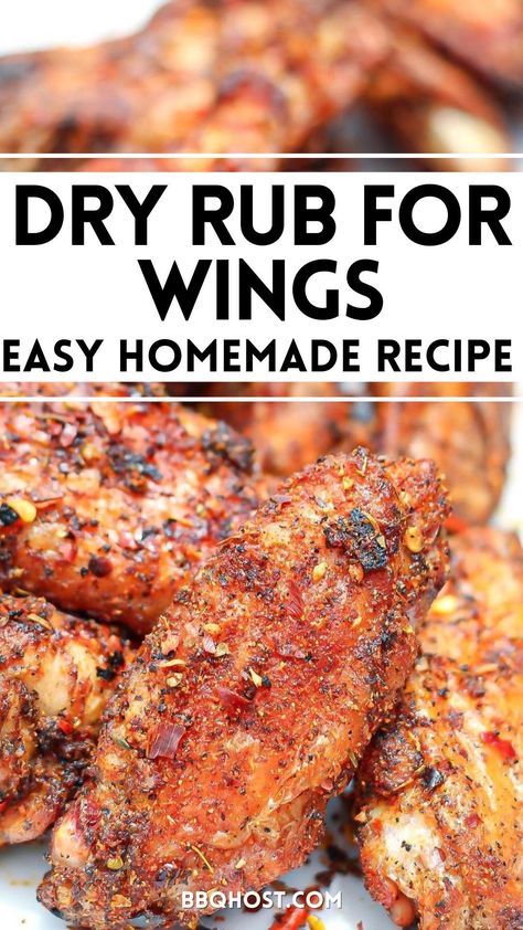 Looking for the perfect wing dry rub? This savory and spicy blend is just what you need! This recipe combines essential spices and a touch of sweetness to create the ultimate seasoning for chicken wings. Ideal for frying, grilling, or smoking. Save this pin now and click through for the full recipe! Dry Rub Marinade For Chicken, Chicken Wings In The Oven Dry Rub, Bbq Dry Rub Chicken Wings, Dry Brine Chicken Wings, Dry Chicken Wings, Crispiest Oven Baked Chicken Wings, Chicken Wing Spice Rub, Dry Seasoning For Chicken Wings, Dry Rub Wings In The Oven