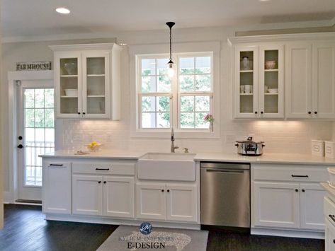 White kitchen, Bianco Drift quartz, Worldly Gray Walls, Pure White cabinets, Kylie M Interiors Edesign Worldly Gray Walls, Pure White Cabinets, Grey Kitchen Walls White Cabinets, Home Paint Colour, Kylie M Interiors, Worldly Gray, Model Dapur, Refacing Kitchen Cabinets, Best White Paint