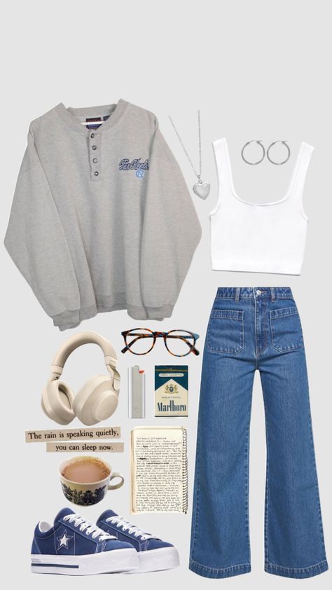 #outfitinspo #outfitinspiration #outfits #ootd #ootdinspo Outfits With Jackets Classy, Comfortable Outfit Aesthetic, Clothing Boards Aesthetic, Lana Core Outfit, Art Mom Aesthetic Outfit, Therapy Outfits, Online School Outfits, Outfit Layout Aesthetic, Soft Core Outfits