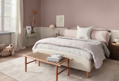 Sherwin-Williams Color of the Month: Glamour SW 6031 | Sherwin-Williams PaintPerks Mauve Bedroom, Grey Paint Living Room, Rose Bedroom, Sherwin Williams White, Room Colours, Color Of The Month, Sherwin Williams Colors, Bedroom Wall Colors, Girl’s Room