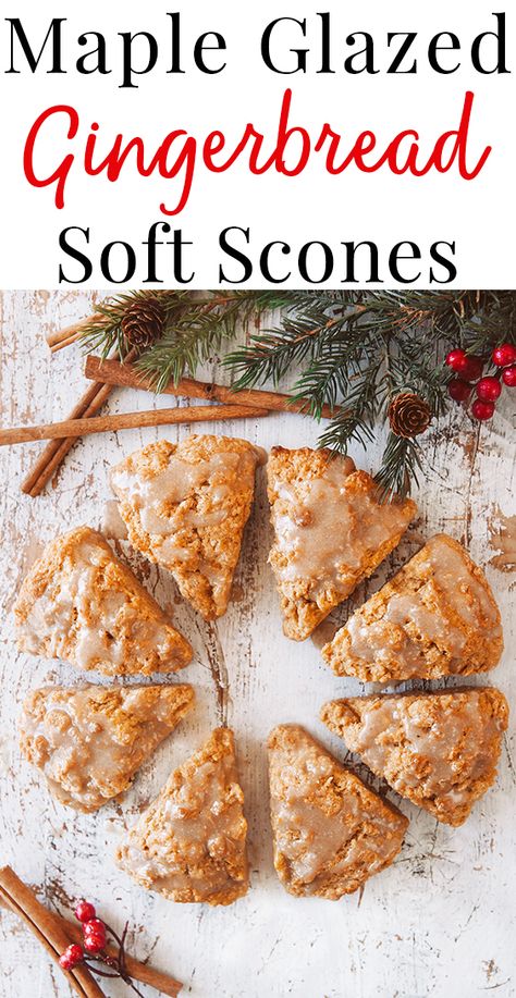 Scones Recipe Christmas, Sour Dough Scones Recipe, Sourdough Gingerbread Scones, Rosemary Scones Recipe, Christmas Scones Recipe Easy, Winter Scones Recipe, Christmas Morning Scones, Holiday Scones Recipe, Gingerbread Scones Recipe