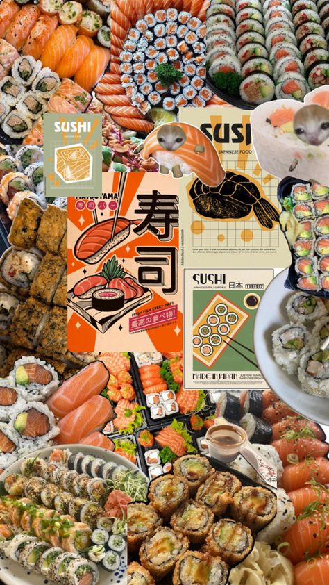 #aesthetic #collage #food #japanese #sushi #sushicatmeme #viralposts #nigiri #asian Collage Food, Sushi Aesthetic, Food Collage, Butterfly Birthday Cakes, Food Japanese, Japanese Sushi, Butterfly Birthday, Fresh Fish, Aesthetic Collage