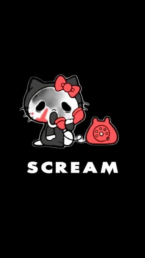 #scream #hellokitty #ghostface #background #collage #wallpaper #aesthetic Scream Wallpapers Billy Loomis, Ghostface Collage, Scream Movie Wallpaper, Wallpaper Iphone Scream, Scream Ghostface Wallpaper, Pink Ghostface Wallpaper, Scream Backgrounds, Ghostface Hello Kitty, Ghostface Background