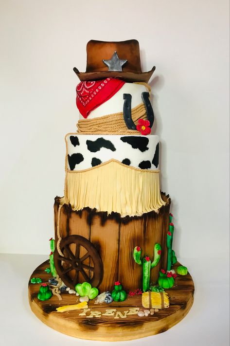 Vaquera Cake, Western Theme Cakes, Western Birthday Cakes, Country Cake, Western Cake, Cowboy Birthday Cakes, Cowboy Cake, 1st Rodeo, Cowboy Cakes