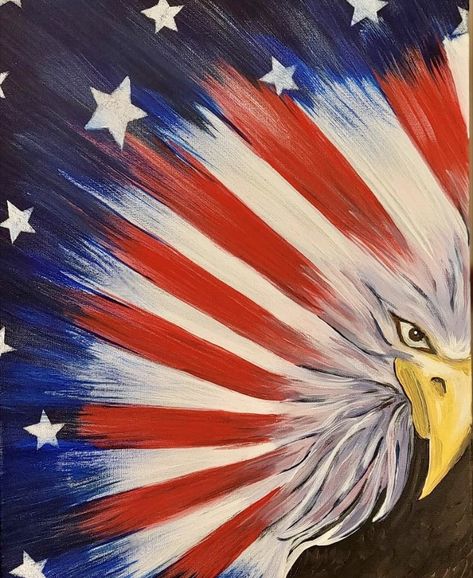 Flag Canvas Painting Diy, American Flag Acrylic Painting, 4th Of July Paintings On Canvas Easy, Fourth Of July Drawings Ideas, Patriotic Canvas Painting Ideas, 4th Of July Canvas Painting Ideas, American Painting Ideas, Patriotic Window Painting, Memorial Day Paintings