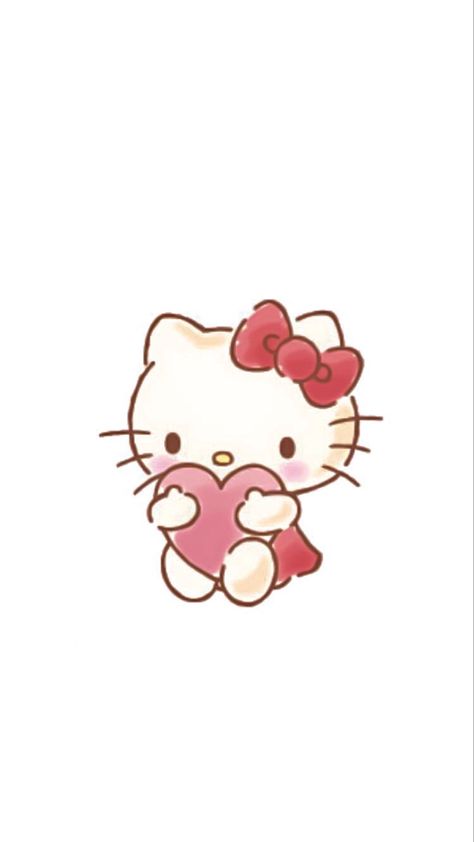 Hello Kitty Characters Wallpaper, Hello Kitty Holding Heart, Hello Kitty Heart, Vintage Hello Kitty, Cat App, Pink Wallpaper Hello Kitty, Holding Heart, Walpaper Hello Kitty, Hello Kitty Themes