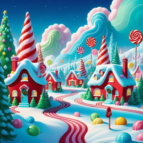 Christmas Cover Photo, Cow Outfits, Holiday World, Christmas Cover, Sugar Plum Fairy, Candy House, Winter Illustration, Elf House, Cartoon World