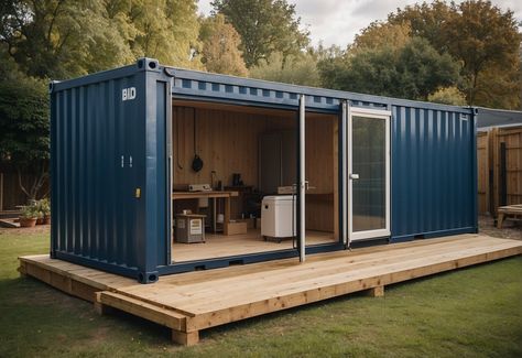 Discover how shipping container extensions provide a cost-effective, quick solution for home expansion, ideal for families and home offices. Shipping Container Fitness Studio, Shipping Container Office Design, Shipping Container Patio Ideas, Shipping Container Extension, Shipping Container Insulation, Shipping Container Room, Shipping Container Office Ideas, Container Warehouse, Conex Box