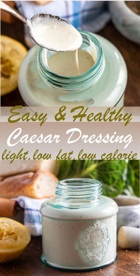 Easy Light Ceasar Salad Dressing, Low Fat Caesar Dressing, Low Fat Ceasar Dressing, Healthy Caesar Dressing, Ww Salads, Keto Sauce, Ceasar Dressing, Sauce Ideas, Caesar Salad Dressing Recipe