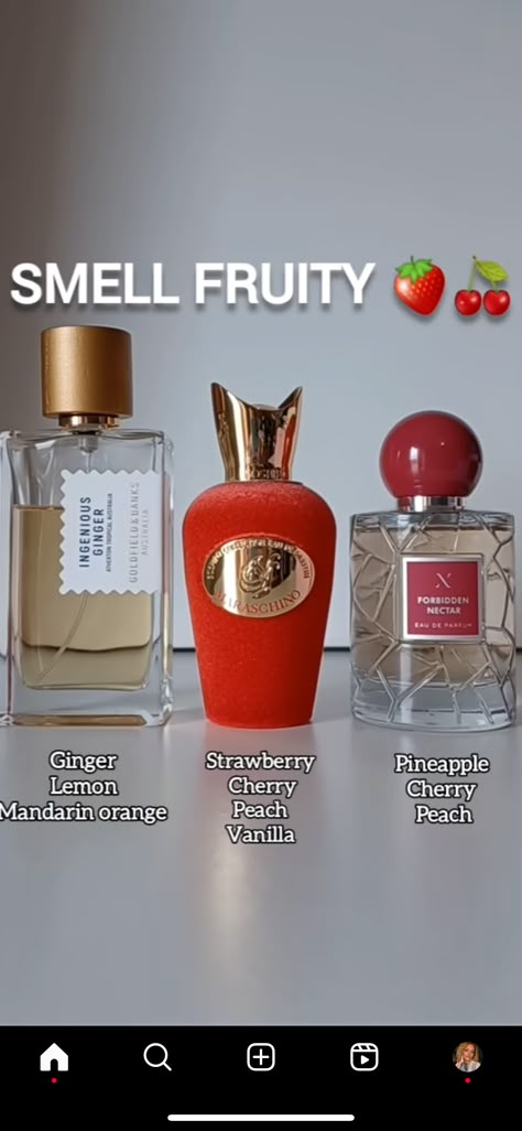 Fruity Scent Combos, Best Scent Combos, Virgina Smell Good, Fragrance Lab, Fragrances Perfume Woman, Perfume Collection Fragrance, Body Smells, Smell Goods, Perfume Scents