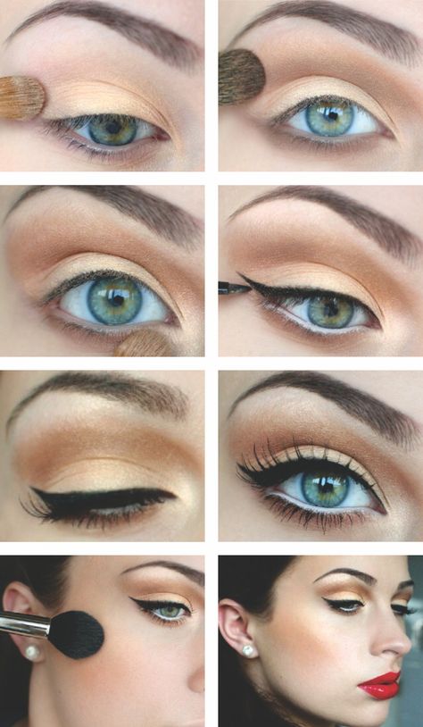 Love this 1950s Eyeliner, Maquillage Pin Up, 40s Makeup, 1940s Makeup, 1950s Makeup, 50s Makeup, Vintage Makeup Looks, Halloweenský Makeup, Pin Up Makeup