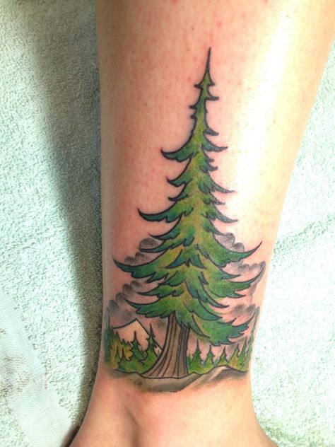 Evergreen tree tattoo Evergreen Tattoo, Evergreen Tree Tattoo, Pine Tattoo, Tree Tattoo Back, Cactus Tattoo, Pine Tree Tattoo, Tree Tattoo Designs, Tree Of Life Tattoo, Tattoo Designs And Meanings