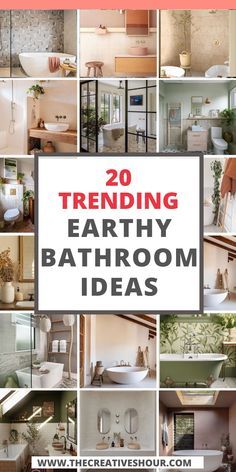 Bring the warmth of nature into your bathroom with earthy tones and natural decor. Ideal for small bathrooms, these ideas incorporate elements like a natural shower curtain, natural wood accents, and organic textures. From a rustic farmhouse style to a boho-modern twist, achieve a relaxing, earthy vibe even in apartments. Explore ways to transform dark spaces with natural light and minimalist designs that bring calm and sophistication. Bathroom Decor Remodel, Earthy Bathroom Ideas Natural Modern, Earth Toned Bathroom Ideas, Tan Brown Bathroom Ideas, Organic Spa Bathroom Design, Small Natural Bathroom Ideas, Natural Bathroom Inspiration, Earthy Bathroom Floor Tile, Bathroom Interior Decor Ideas