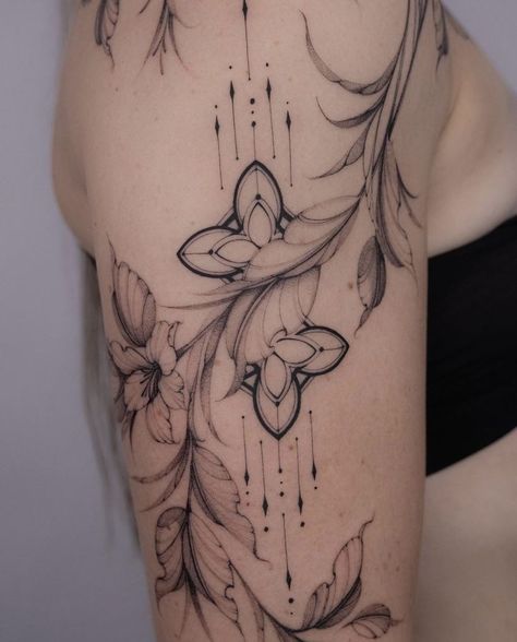 Free Hand Tattoo, Hand And Finger Tattoos, Special Tattoos, Flower Tattoo Shoulder, Spine Tattoos For Women, Leg Tattoos Women, Botanical Tattoo, Top Tattoos, Tattoo Feminina